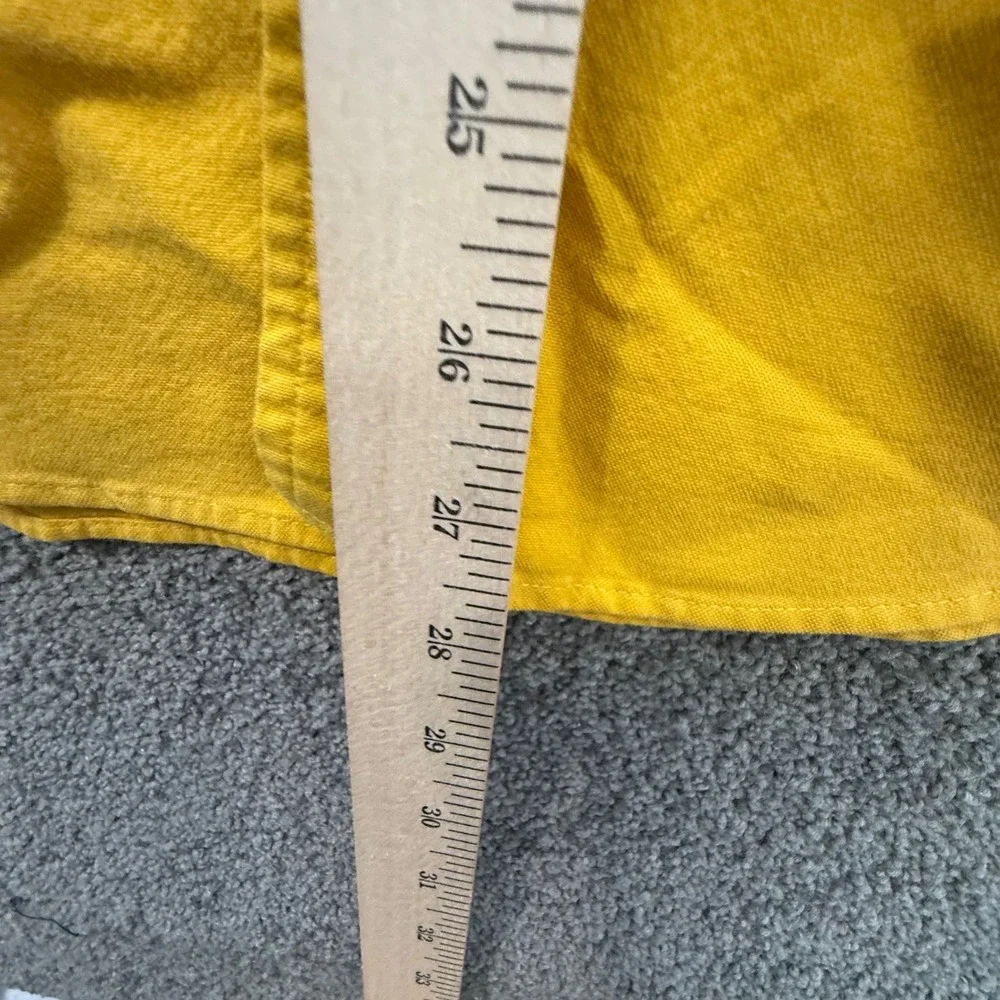 Abercrombie & Fitch Mens M Stretch Button Down Shirt Yellow Moose Logo Chamois - Picture 6 of 9